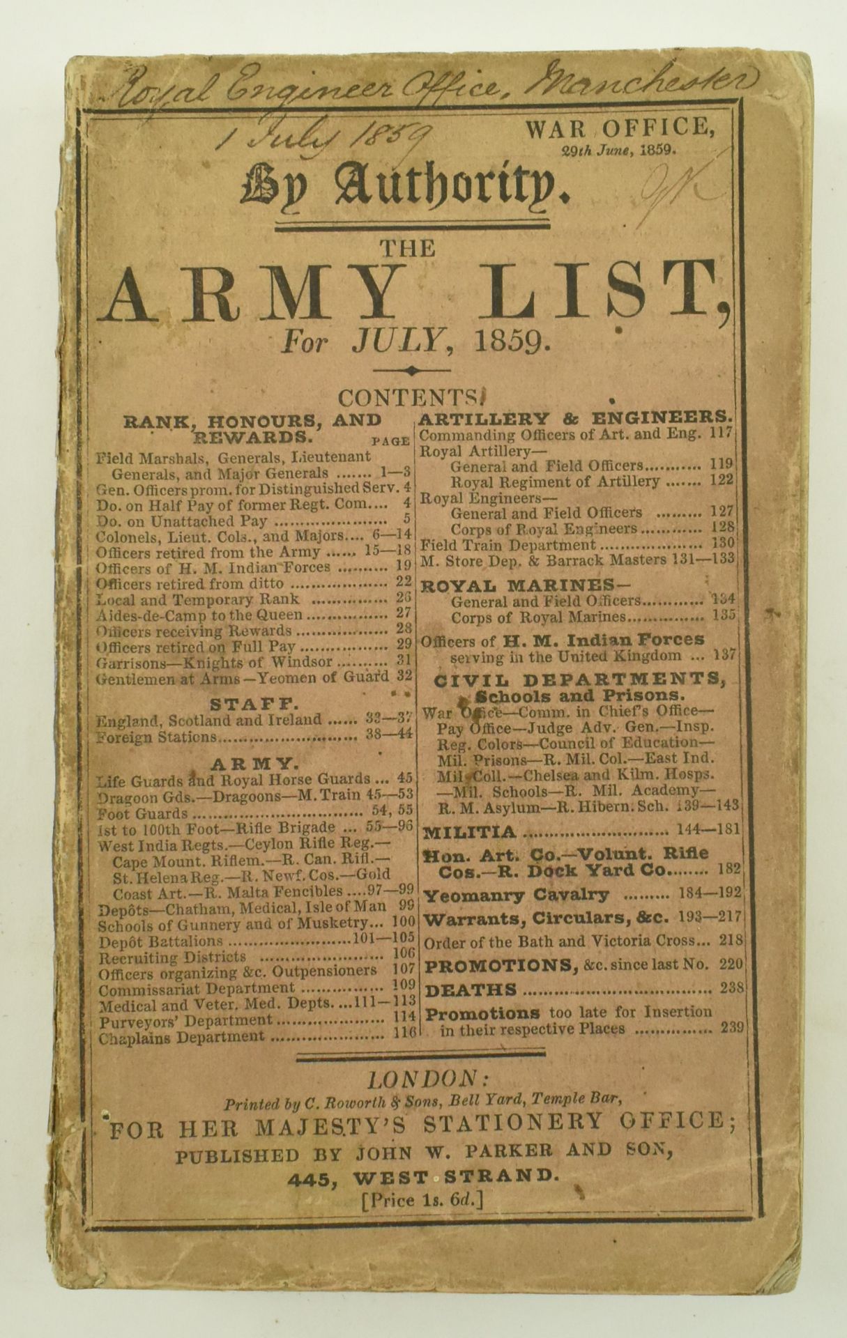 MILITARY INTEREST. TWO 19TH CENTURY ARMY LISTS & ONE OTHER - Bild 5 aus 8