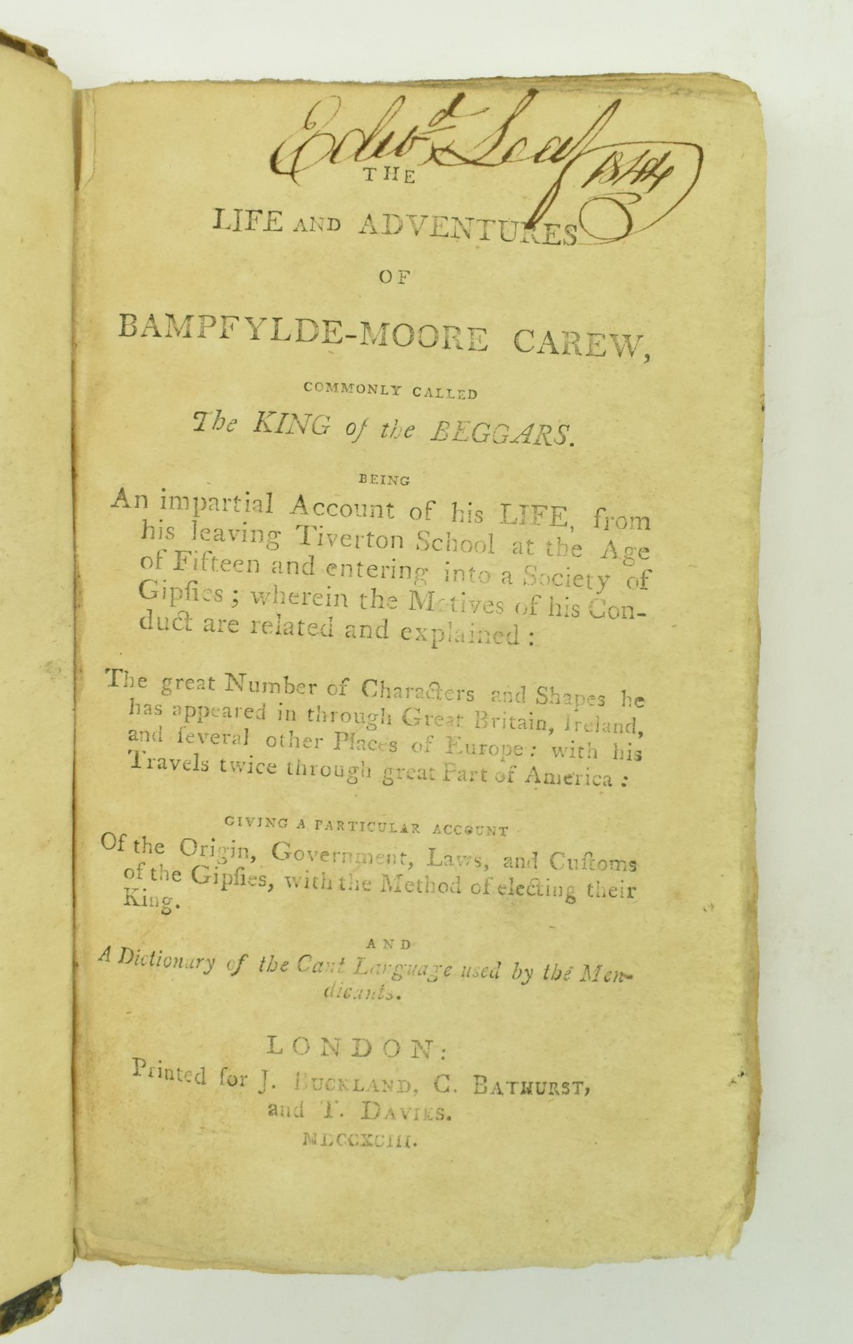 1793 & 1802 THE LIFE & ADVENTURES OF BAMPFYLDE-MOORE CAREW - Bild 3 aus 8