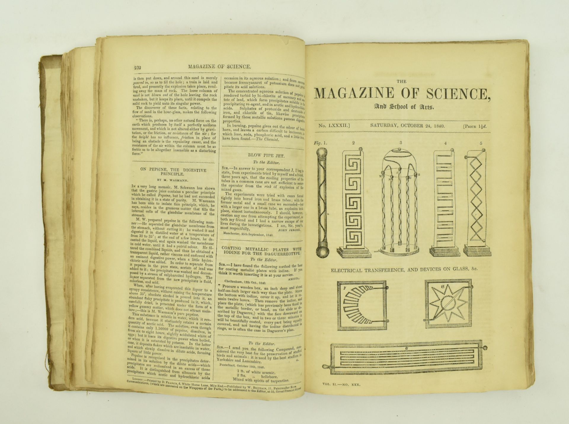 1840 MAGAZINE OF SCIENCE, JULY 4TH - DECEMBER 26TH, BOUND - Bild 7 aus 7