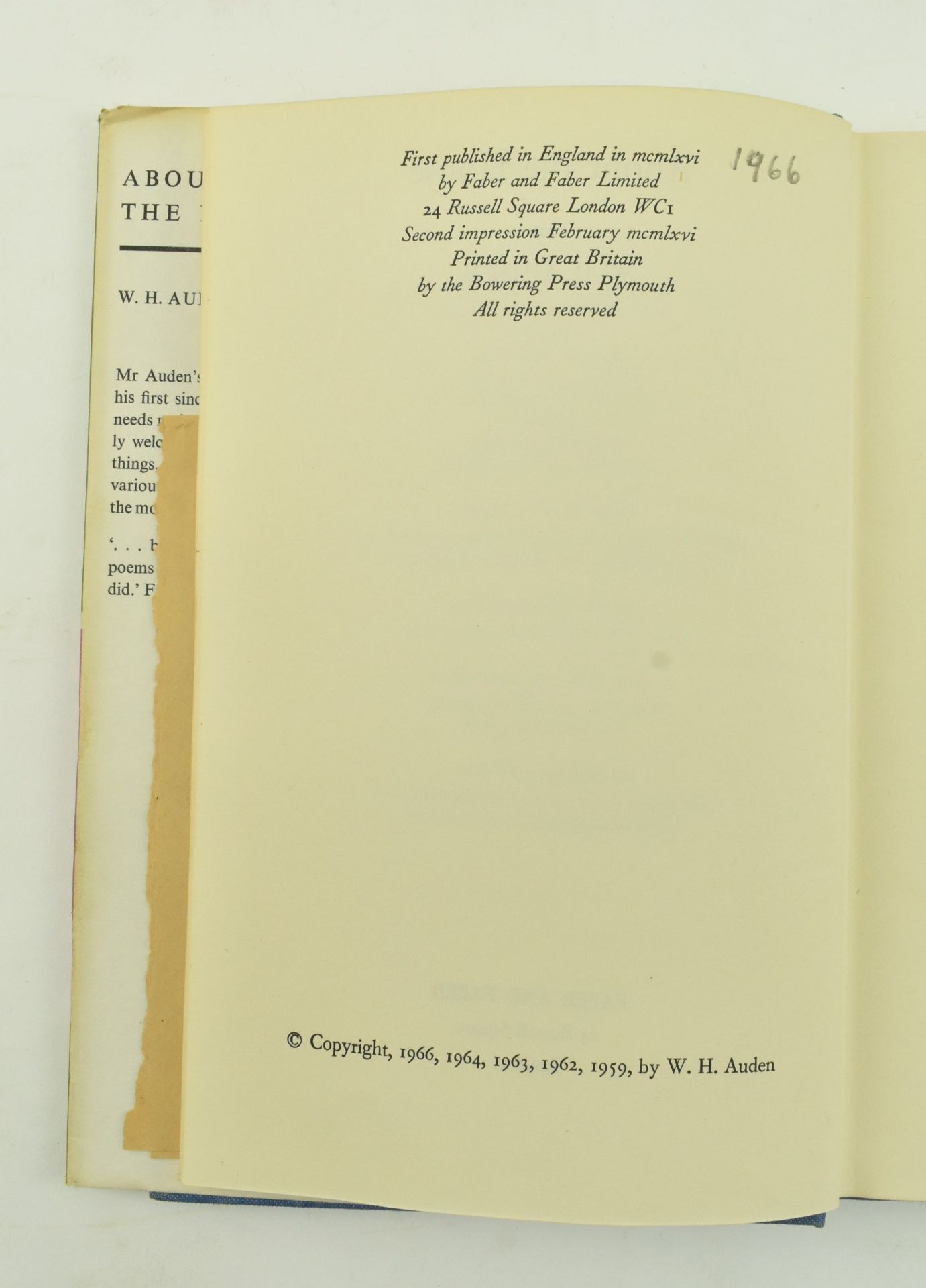 AUDEN, W. H. COLLECTION OF THREE MODERN POETRY COLLECTIONS - Image 13 of 15