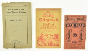 WW1 INTEREST. TWO NEWSPAPER MAPS & RAILWAY WAR RECORD