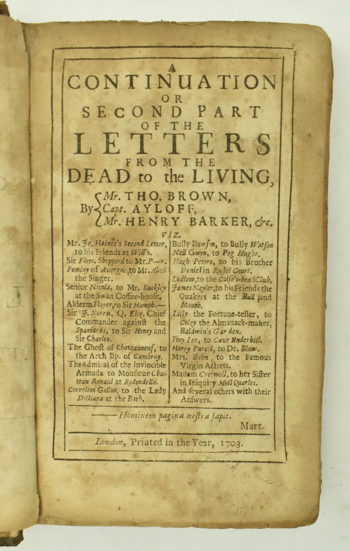 1703 A CONTINUATION OF THE LETTERS FROM THE DEAD TO THE LIVING - Bild 3 aus 7