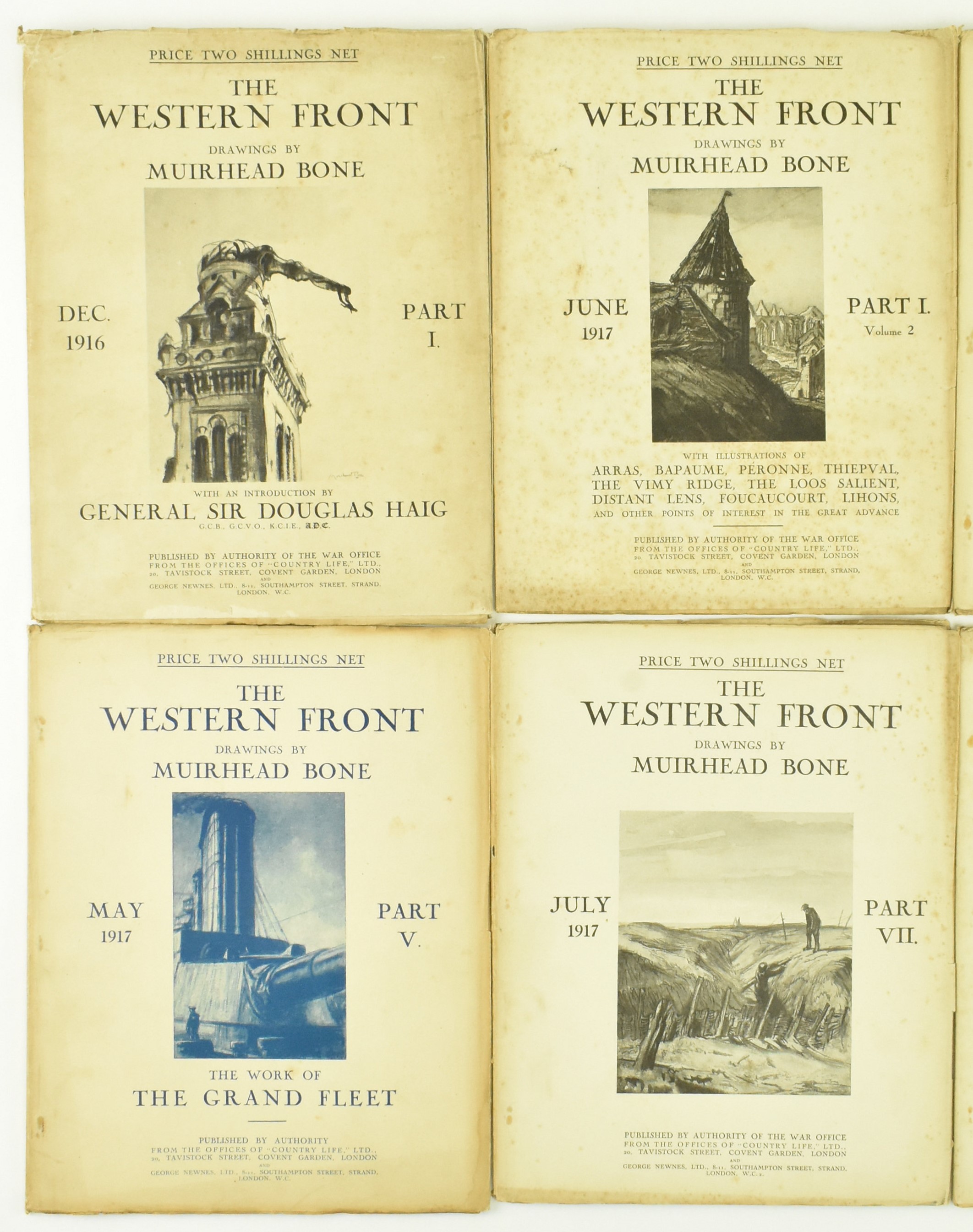 WWI INTEREST. 1917 THE WESTERN FRONT ILLUS. MUIRHEAD BONE 10VOL - Image 2 of 12