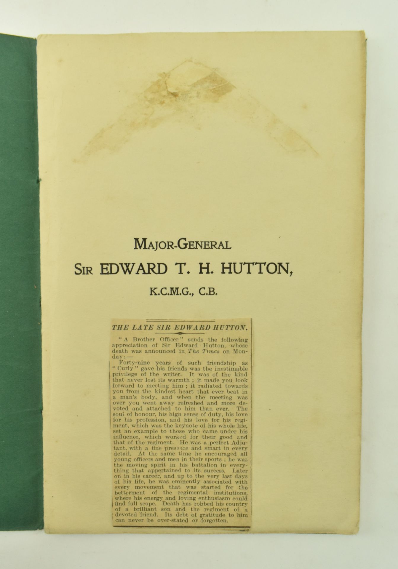 SIR EDWARD T. H. HUTTON BIOGRAPHY ANNOTATED BY LADY HUTTON - Image 3 of 7