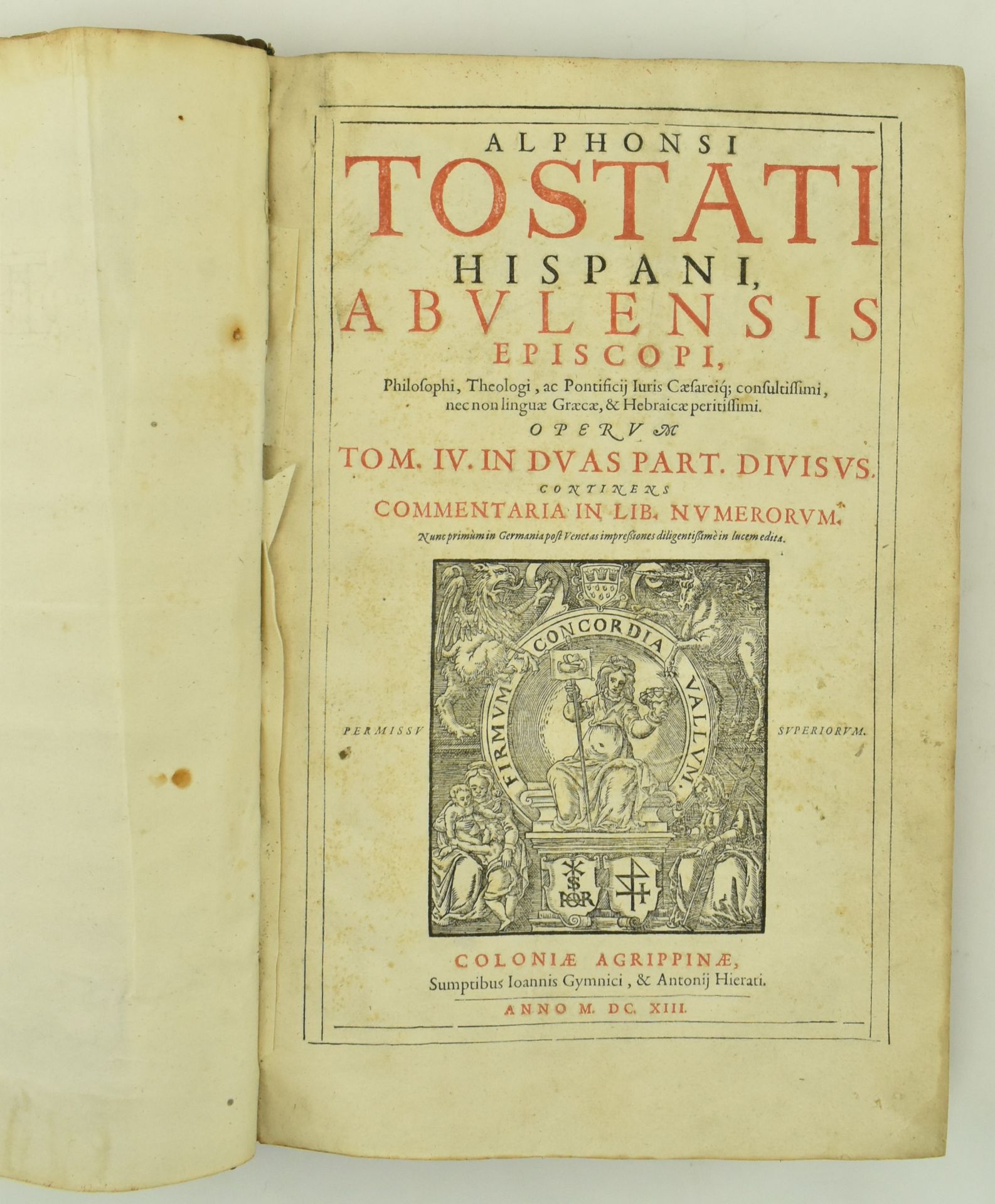 TOSTADO, ALONSO. 1613 HISPANI ABULENSIS EPISCOPI VOL. IV ONLY - Image 3 of 10