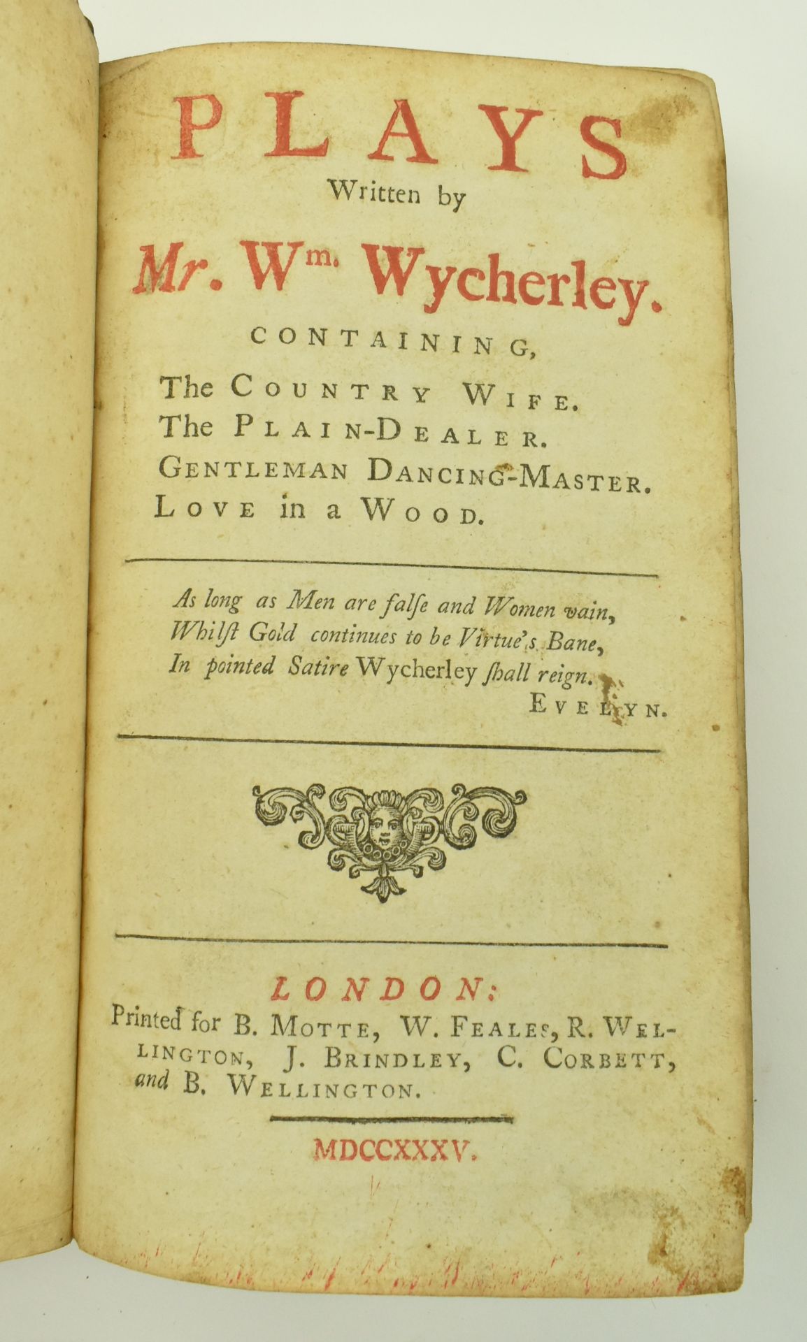1735 PLAYS BY WILLIAM WYCHERLEY INCL. THE COUNTRY WIFE - Bild 2 aus 5
