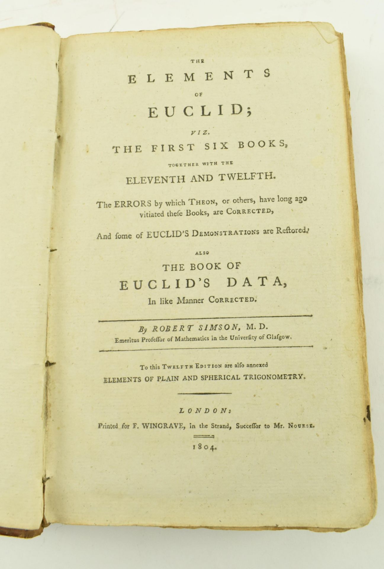 SIMSON, ROBERT. 1804 THE ELEMENTS OF EUCLID TWELFTH EDITION - Bild 2 aus 6