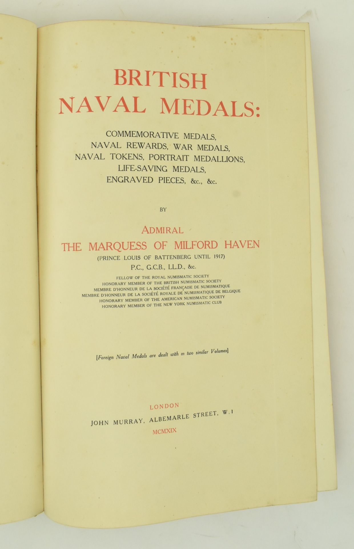 1919 BRITISH NAVAL MEDALS BY THE MARQUESS OF MILFORD HAVEN - Bild 2 aus 7