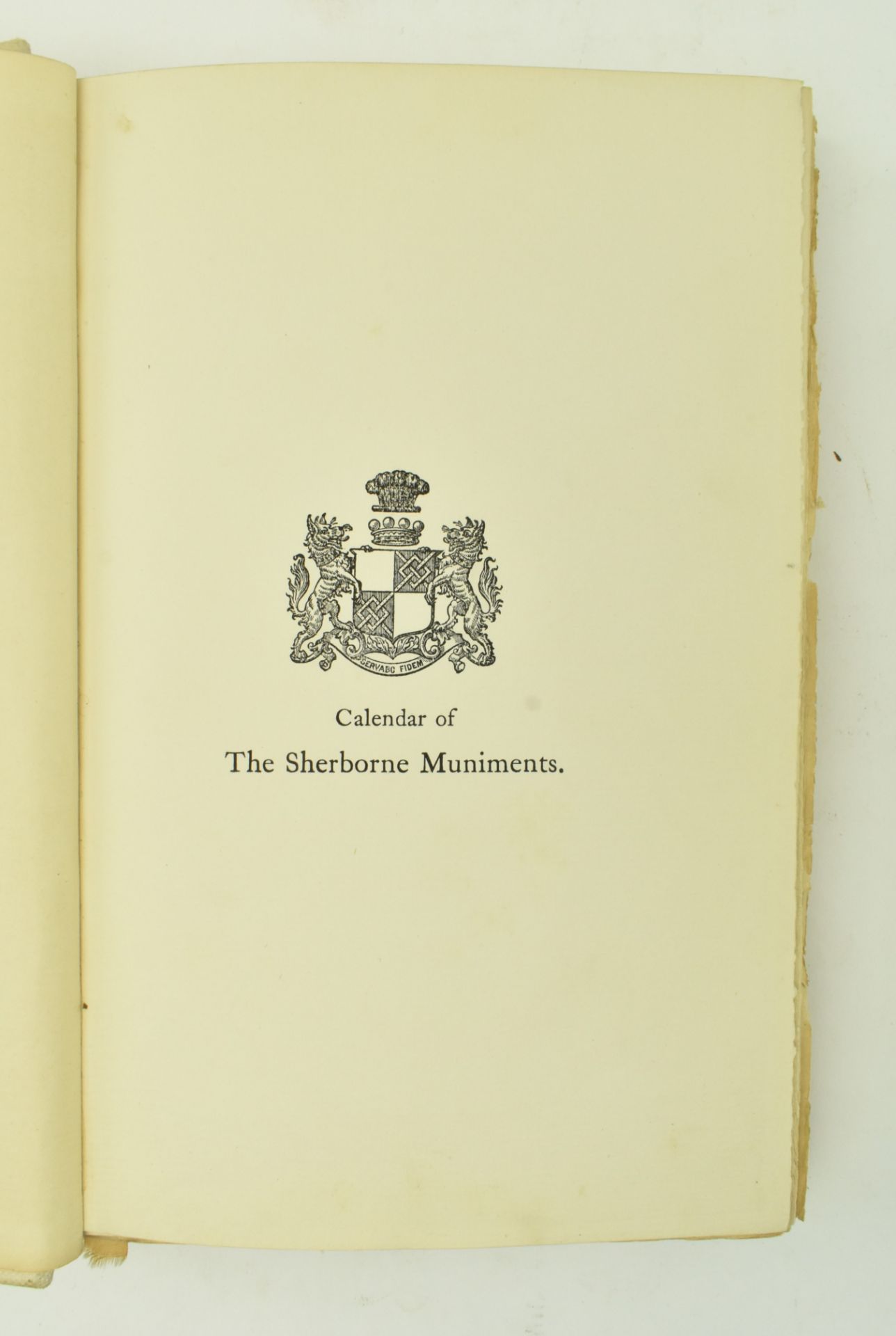 1900 CALENDAR OF CHARTERS IN THE MUNIMENT ROOM AT SHERBORNE - Image 2 of 6