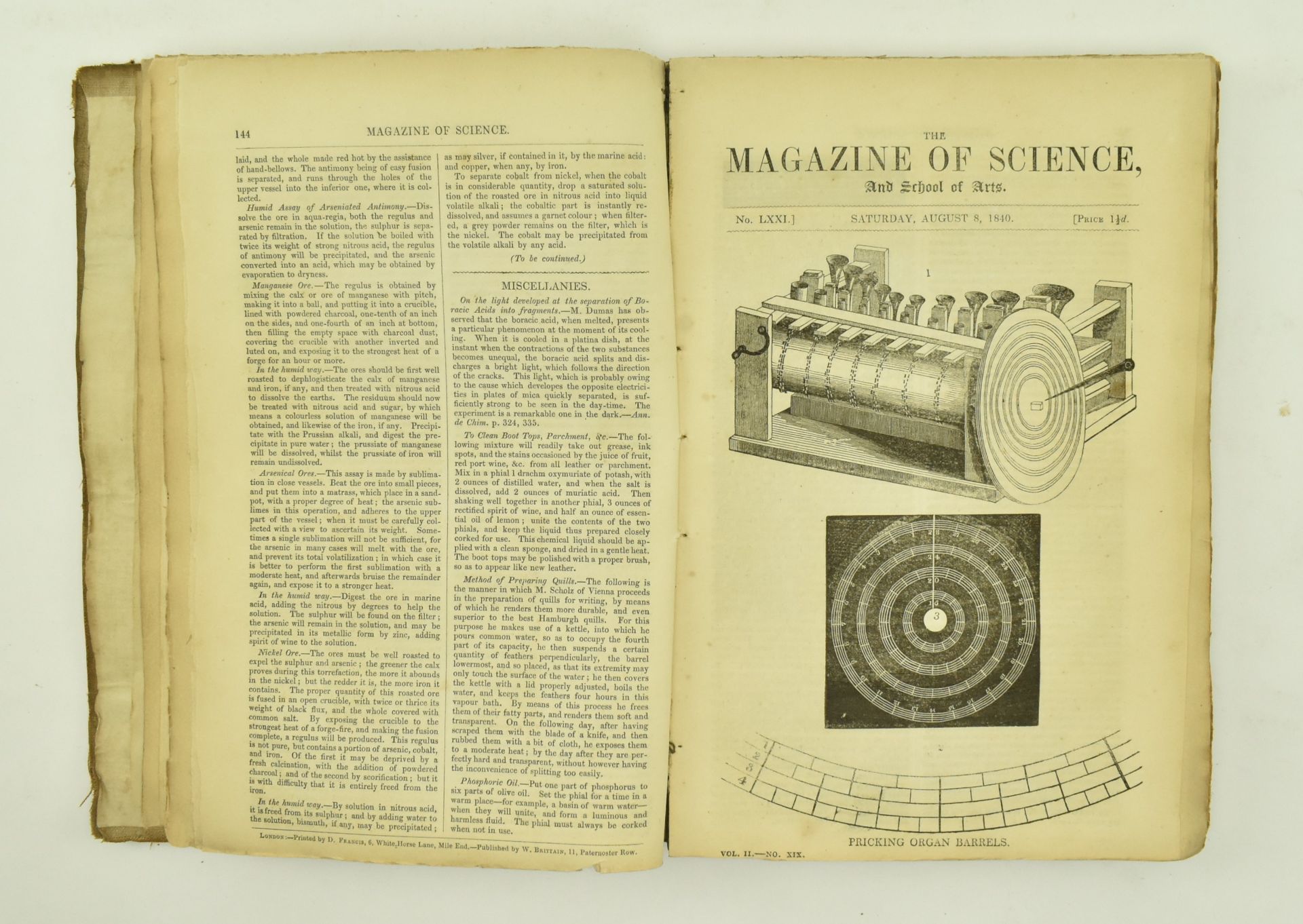 1840 MAGAZINE OF SCIENCE, JULY 4TH - DECEMBER 26TH, BOUND - Bild 5 aus 7