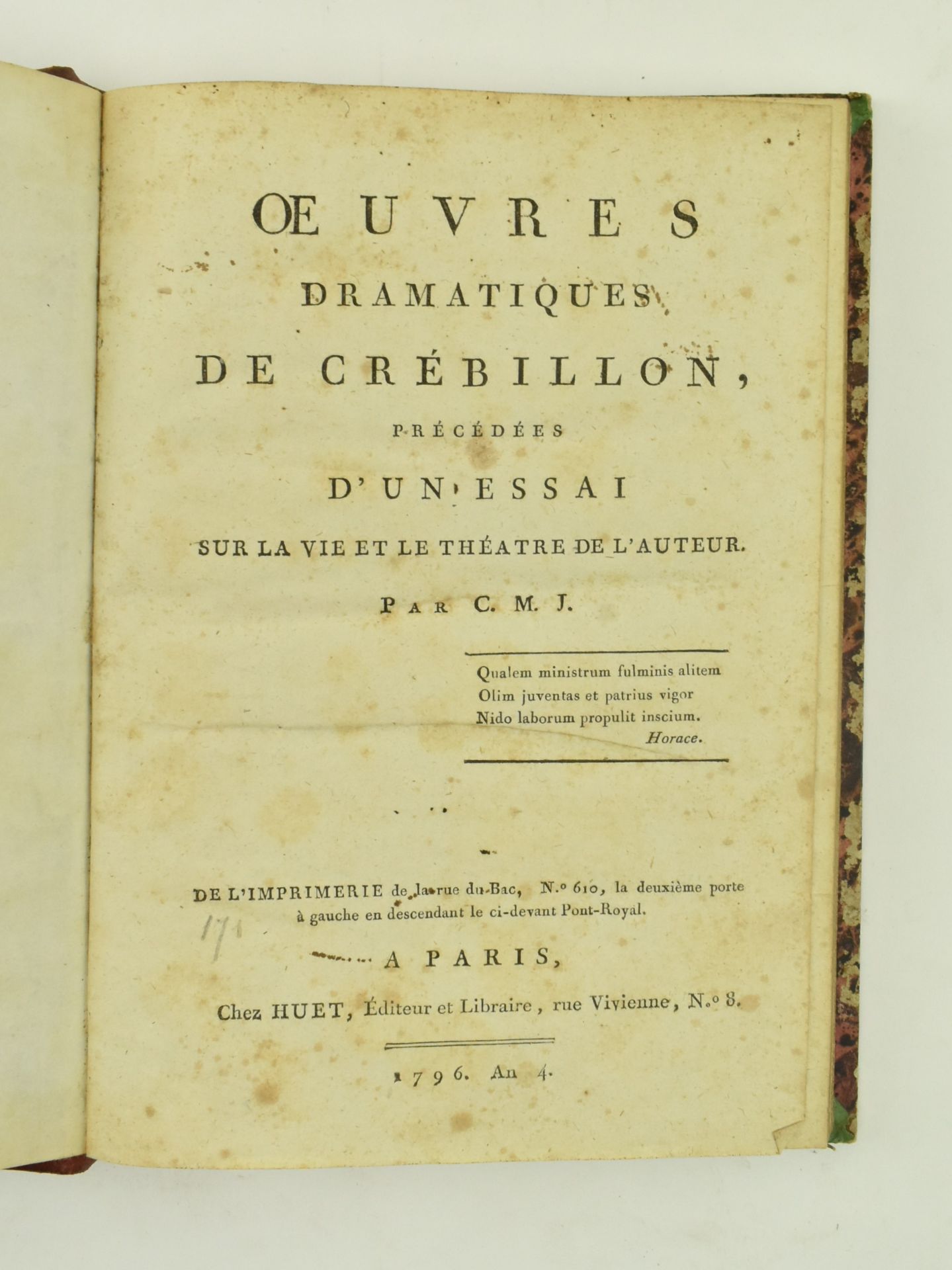 CREBILLON, PROSPER JOLYOT DE. TWO 18TH CENTURY OEUVRES - Bild 7 aus 9