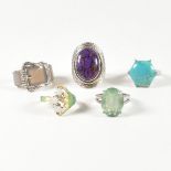 COLLECTION OF 925 SILVER GEM SET & ENAMEL RINGS