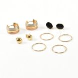 COLLECTION OF 9CT GOLD HOOP & STUD EARRINGS