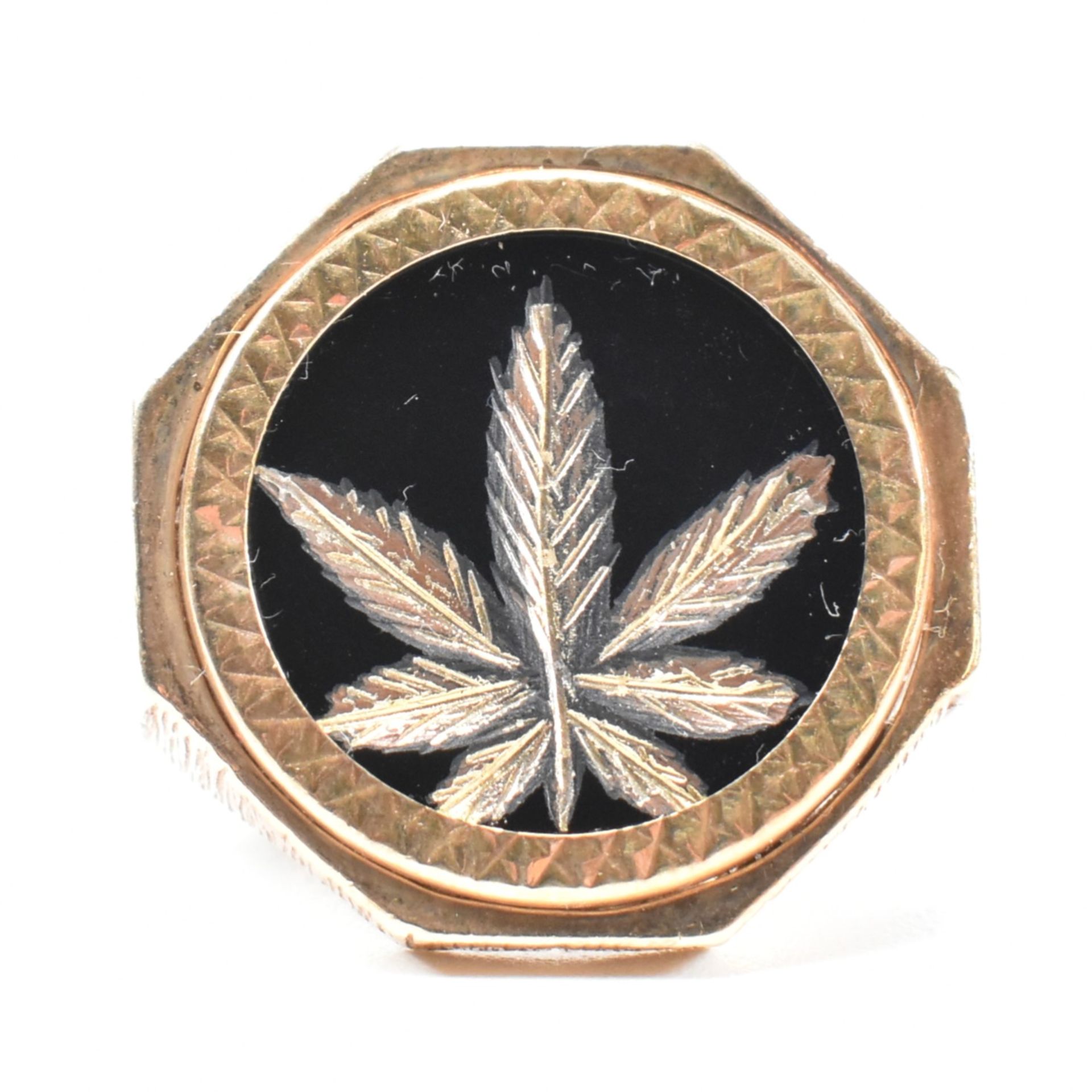 HALLMARKED 9CT GOLD SIGNET RING CANNABIS LEAF MOTIF