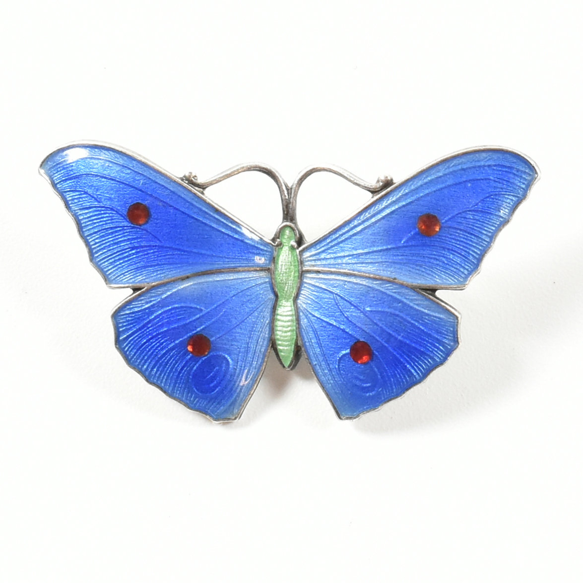 EARLY 20TH CENTURY J AITKIN & SON GUILLOCHE ENAMEL BUTTERFLY BROOCH PIN