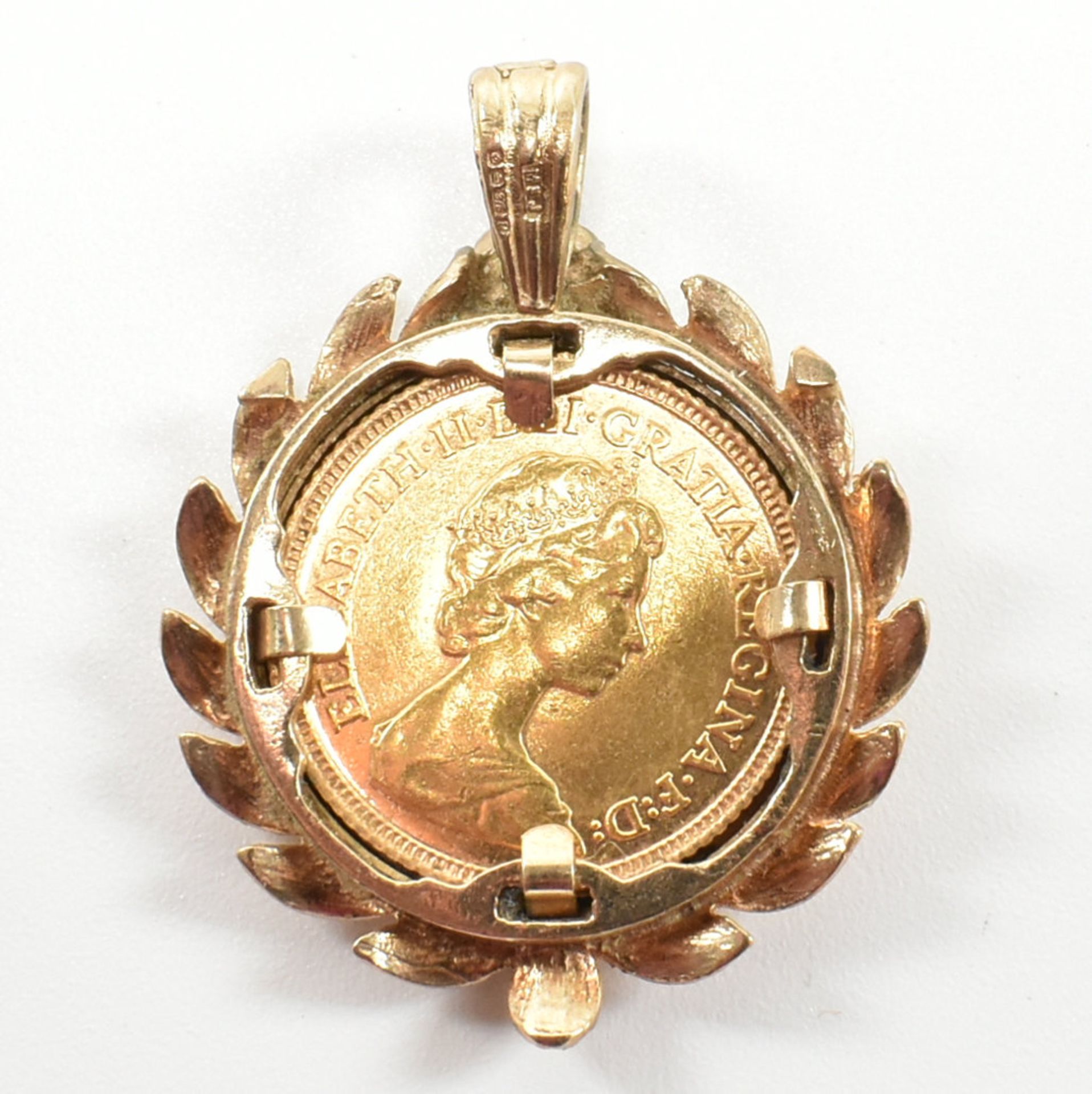 HALLMARKED 9CT GOLD MOUNTED HALF SOVEREIGN NECKLACE PENDANT - Image 2 of 5