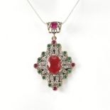 925 SILVER & GEM SET PENDANT NECKLACE