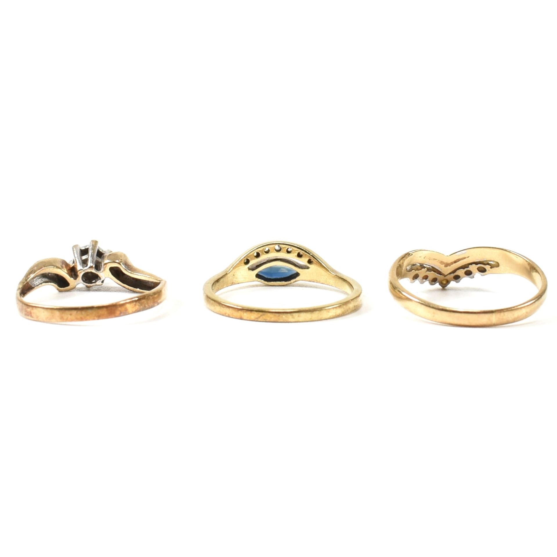 THREE HALLMARKED 9CT GOLD SAPPHIRE & DIAMOND RINGS - Image 4 of 13