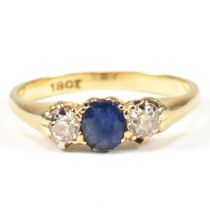 18CT SAPPHIRE & DIAMOND THREE STONE RING