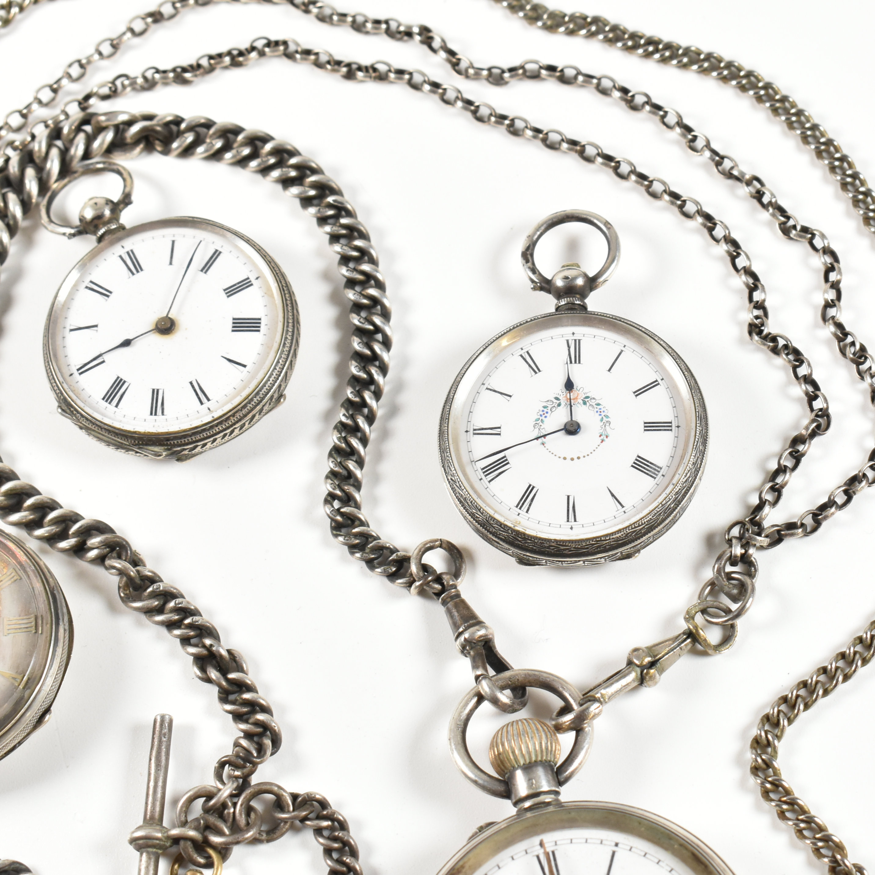FIVE SILVER & WHITE METAL POCKET WATCHES - Image 4 of 6