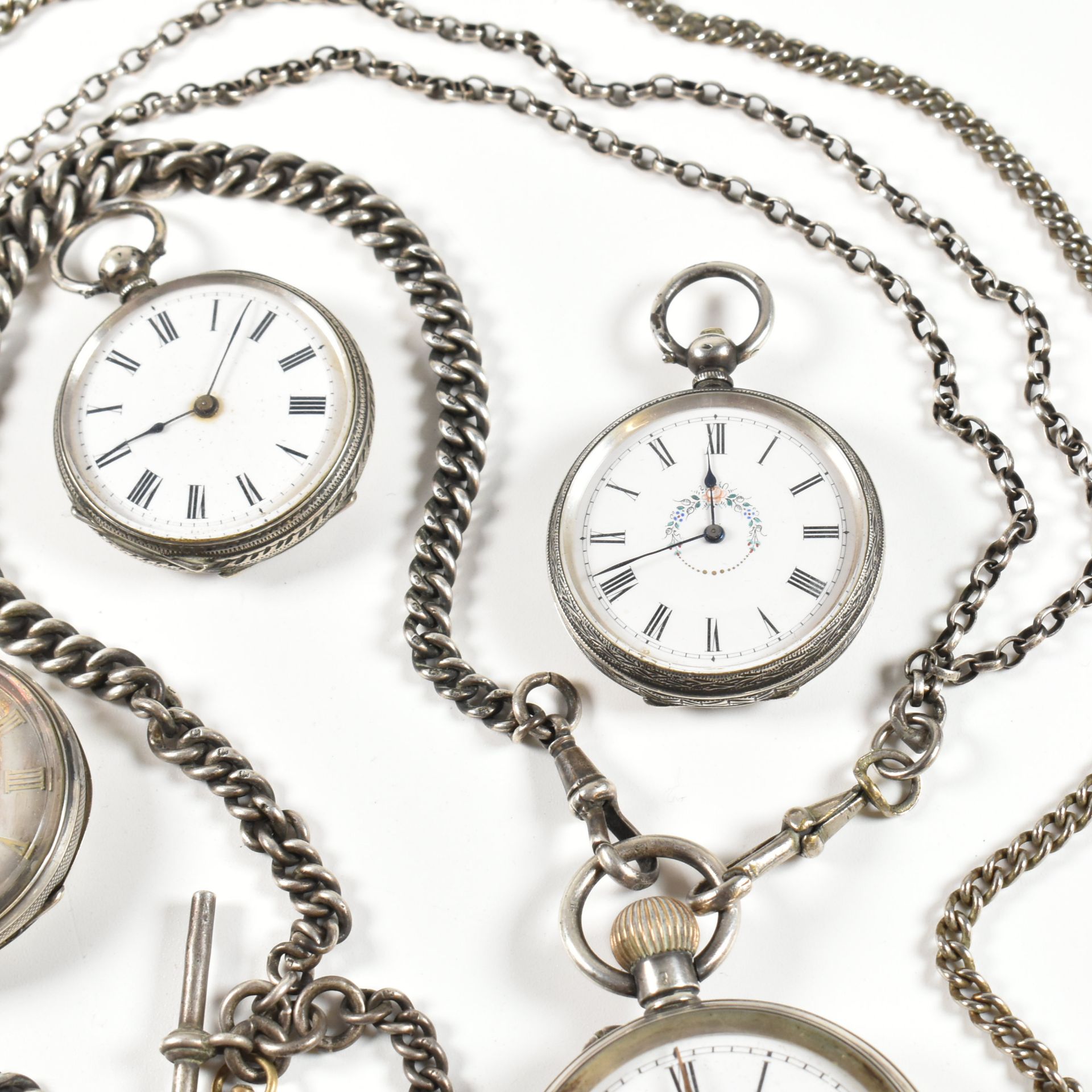 FIVE SILVER & WHITE METAL POCKET WATCHES - Bild 4 aus 6