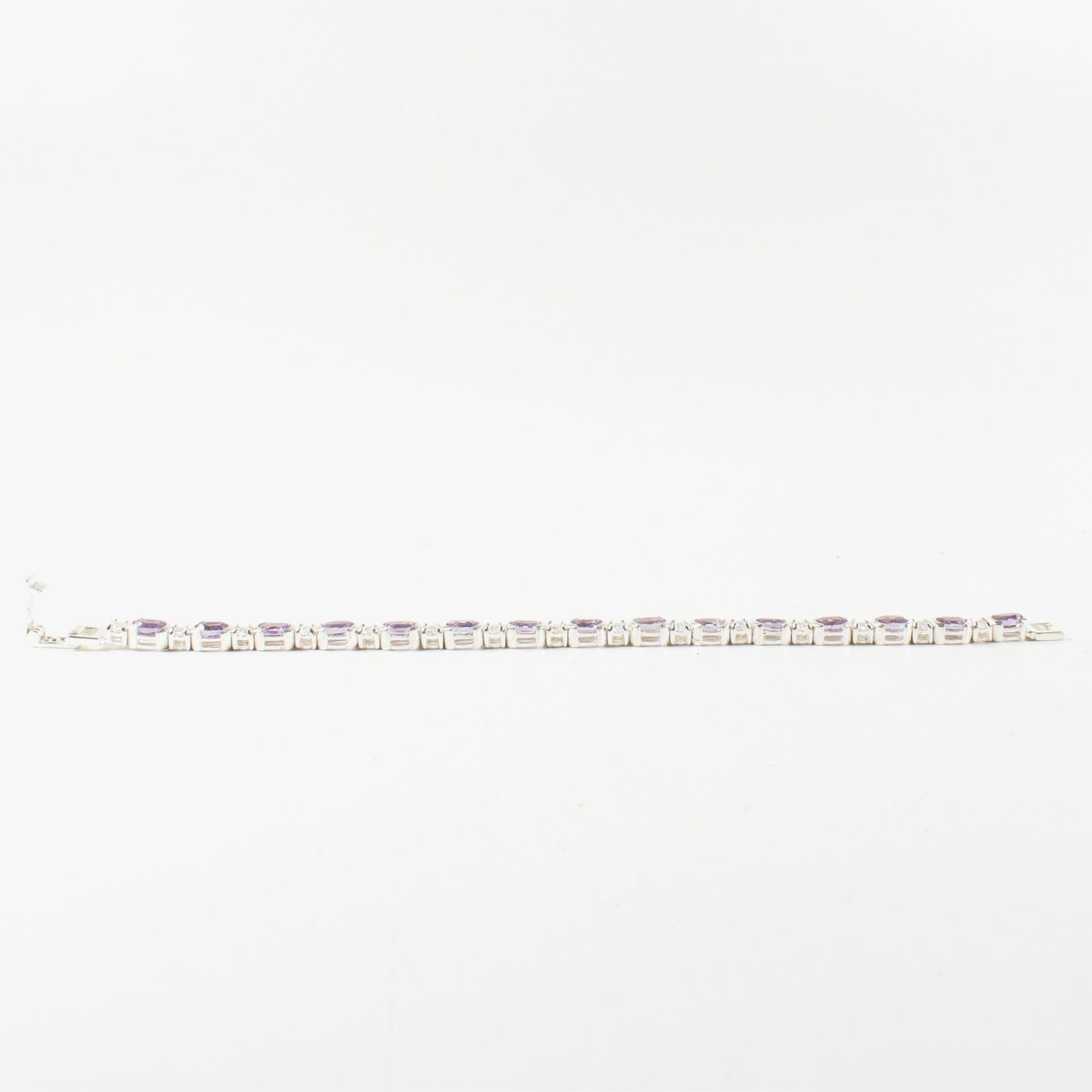 A 925 SILVER AMETHYST & CZ LINE BRACELET - Image 4 of 9