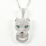 DESIGNER STYLE SILVER LEOPARD PENDANT NECKLACE