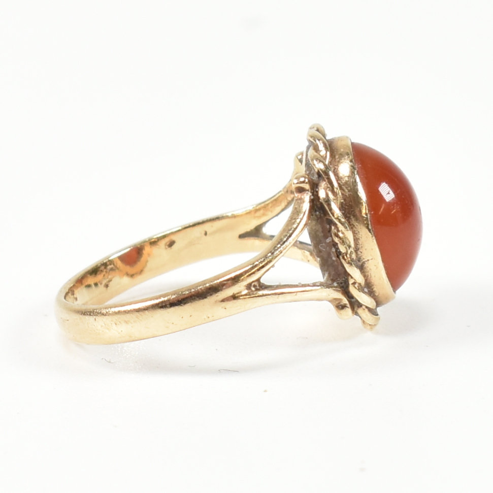 HALLMARKED 9CT GOLD & CARNELIAN CABOCHON RING - Image 2 of 7