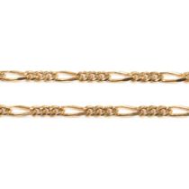 9CT GOLD FIGARO CHAIN LINK NECKLACE