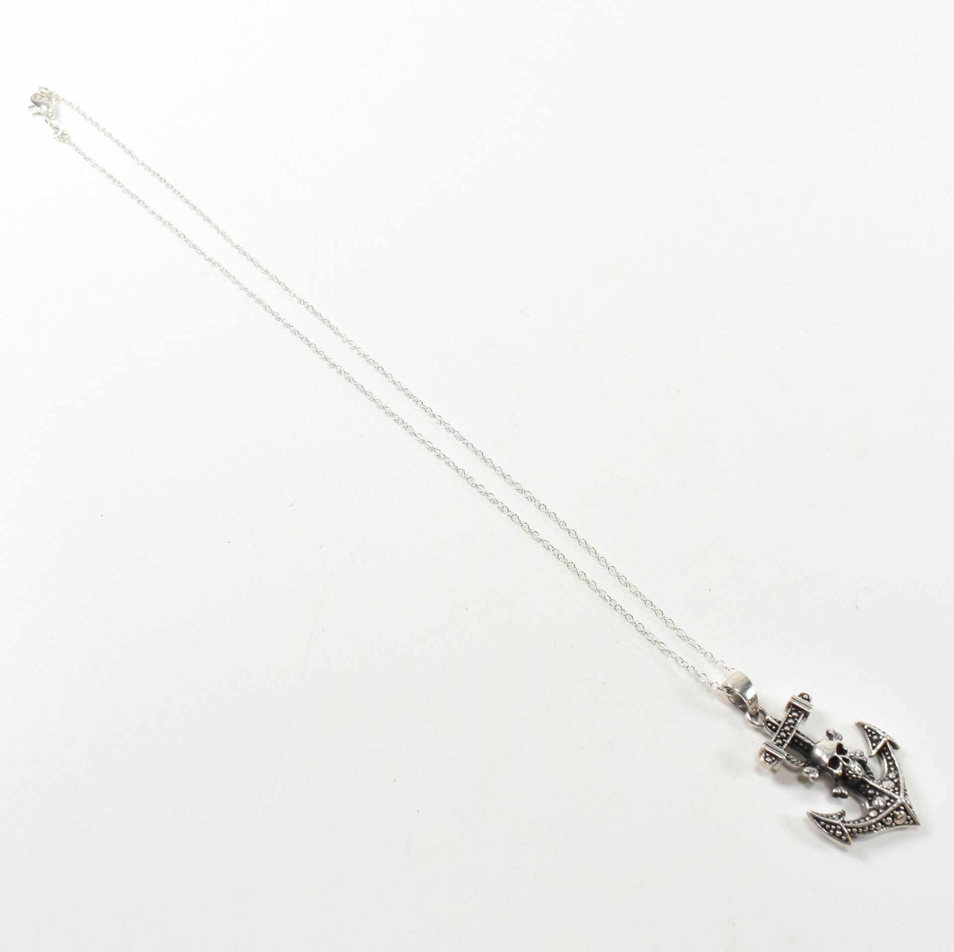 925 SILVER SKULL & ANCHOR PENDANT NECKLACE - Image 4 of 4