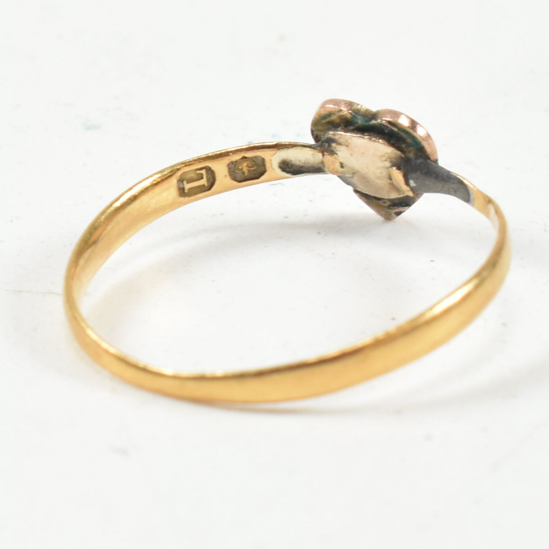 VICTORIAN HALLMARKED 22CT GOLD BAND RING & HALLMARKED 14CT GOLD & SEED PEARL HEART RING - Image 6 of 7