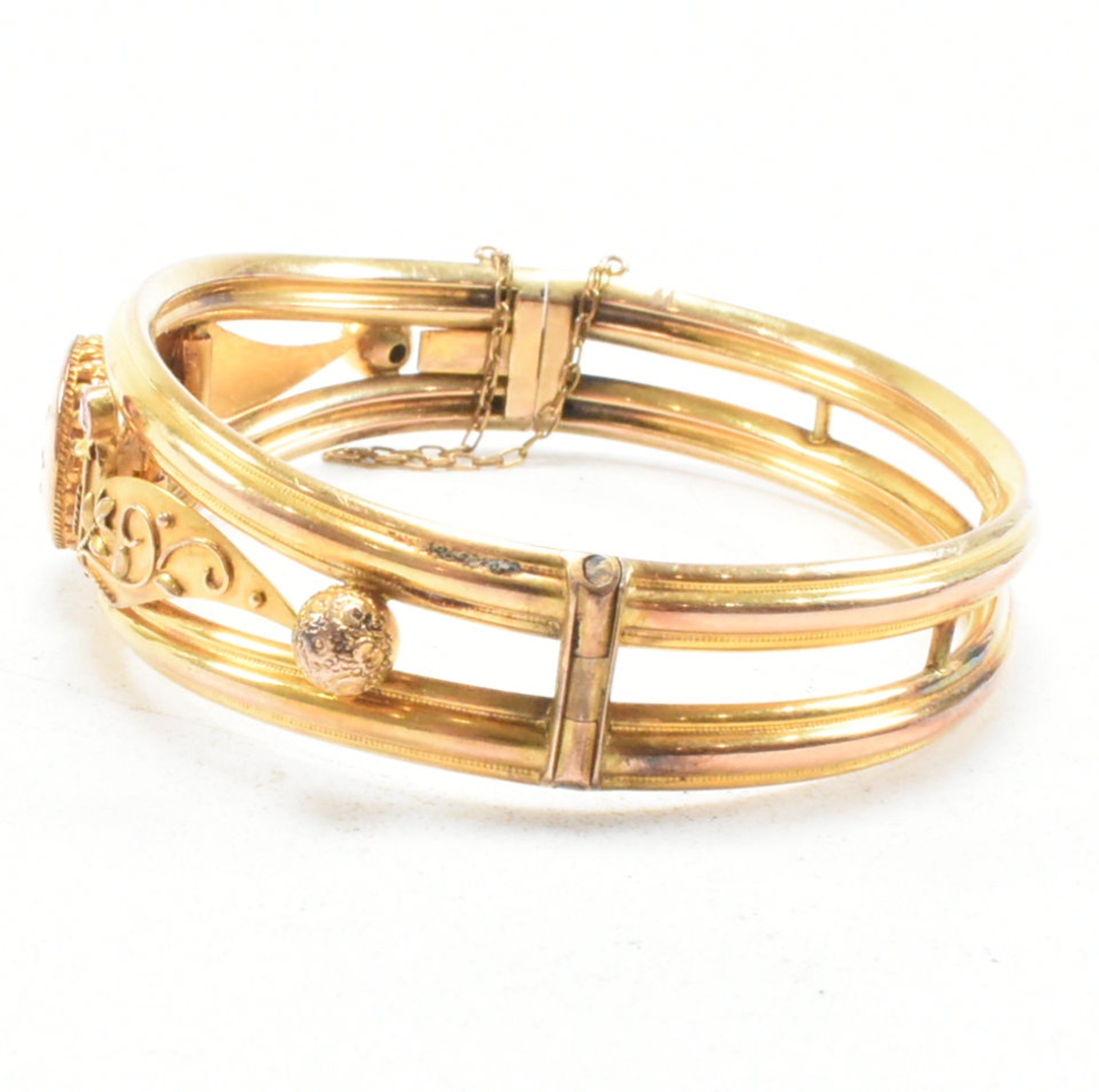 19TH CENTURY GOLD DIAMOND & GEM SET BANGLE - Image 2 of 7