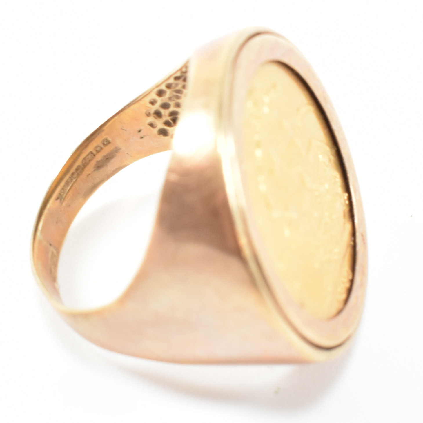 HALLMARKED 9CT GOLD FULL SOVEREIGN MOUNTED SIGNET RING - Image 6 of 7