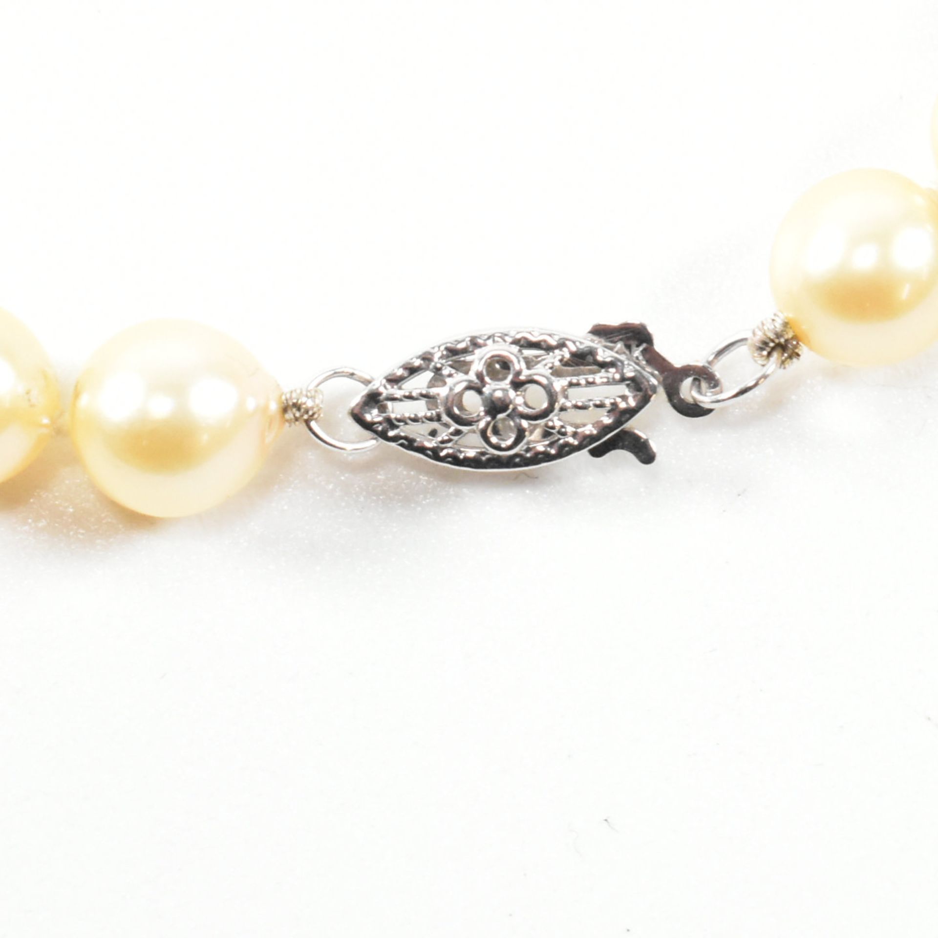 14CT WHITE GOLD & CULTURED PEARL NECKLACE - Image 3 of 5