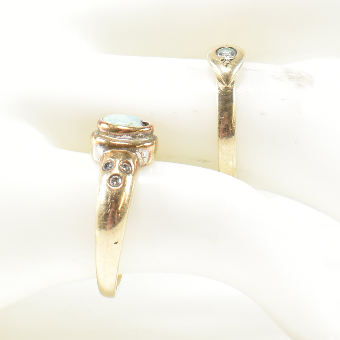 TWO HALLMARKED 9CT GOLD DIAMOND & OPAL RINGS - Image 9 of 9