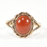 HALLMARKED 9CT GOLD & CARNELIAN CABOCHON RING