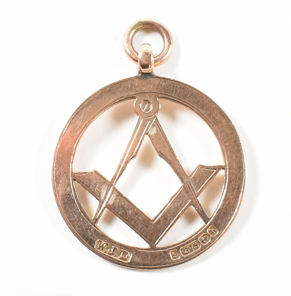 HALLMARKED 9CT GOLD MASONIC FOB PENDANT - Image 2 of 4