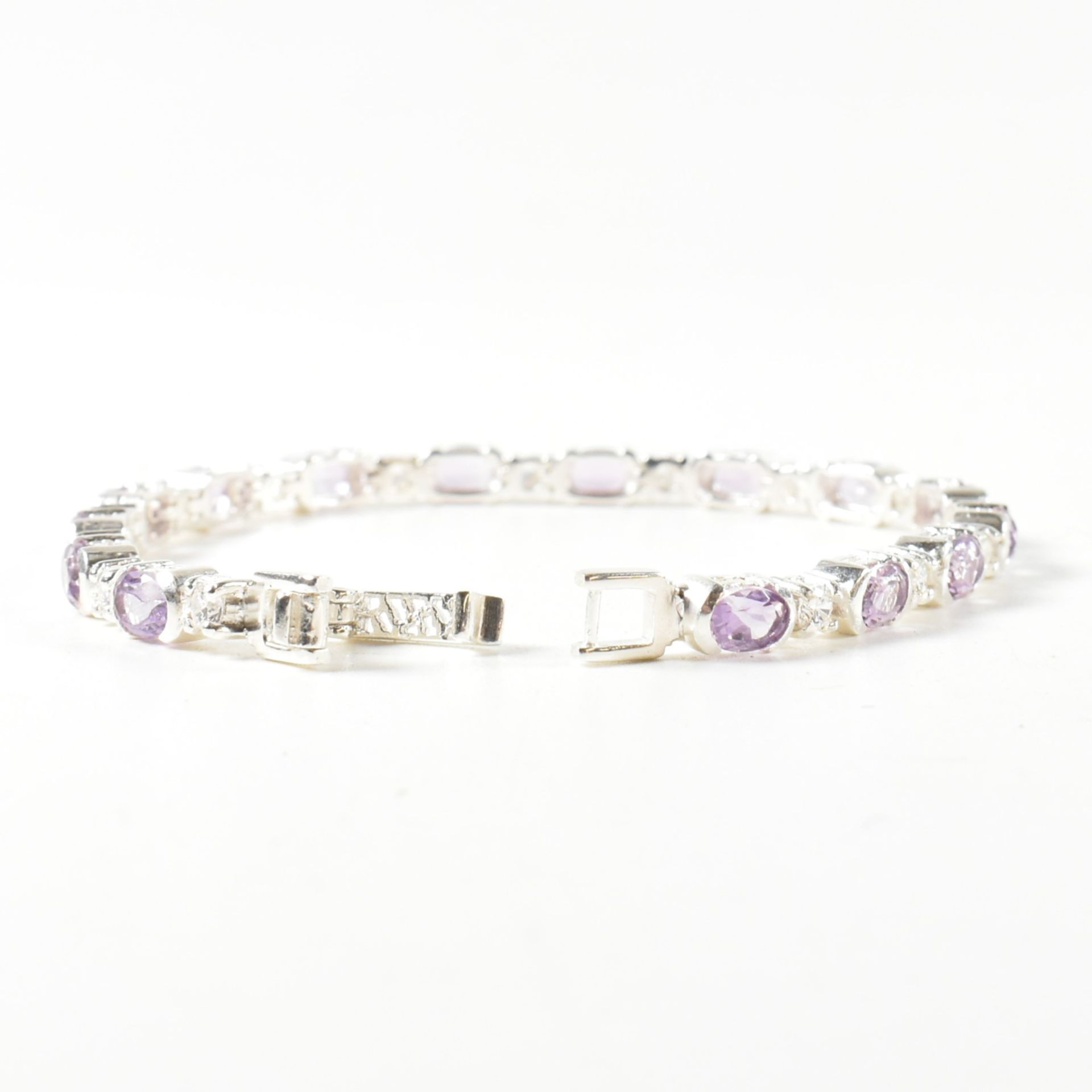 A 925 SILVER AMETHYST & CZ LINE BRACELET - Bild 3 aus 9