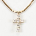 HALLMARKED 9CT GOLD & CZ CROSS PENDANT NECKLACE