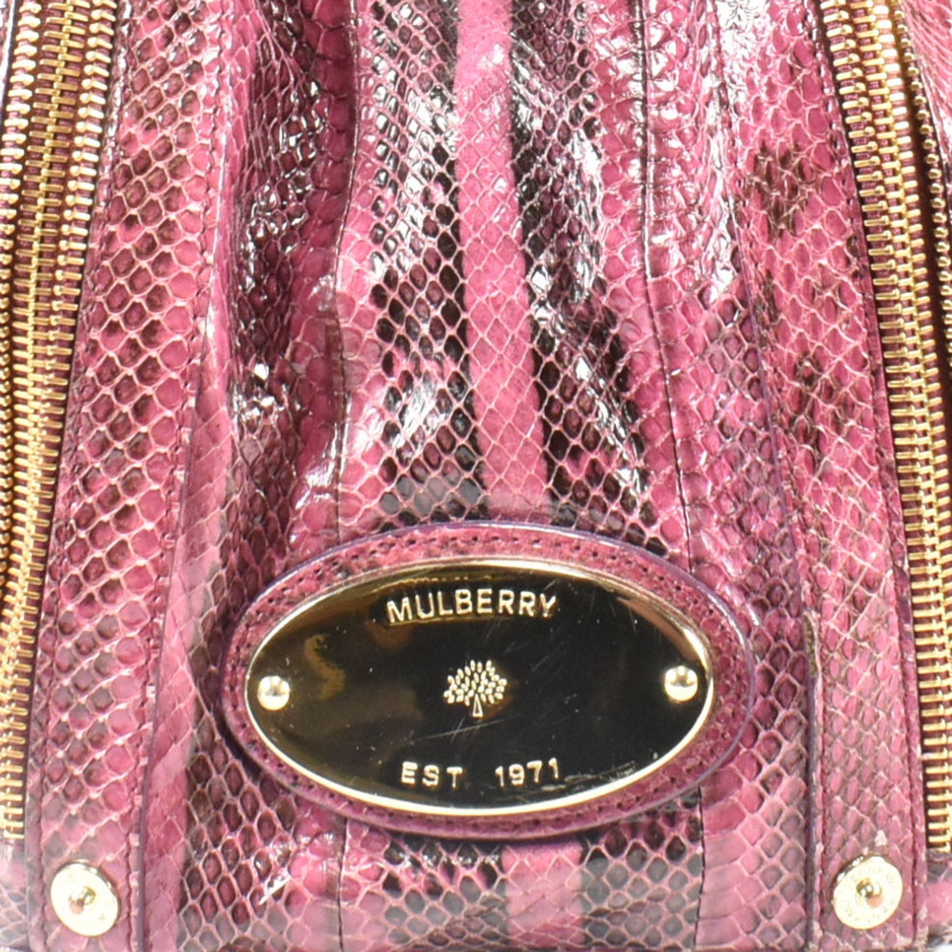 MULBERRY POPPY PINK SNAKESKIN HANDBAG - Image 4 of 10