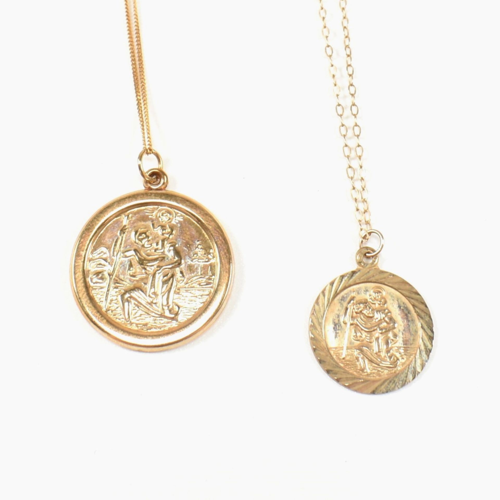 TWO 9CT GOLD ST CHRISTOPHER PENDANT NECKLACES - Image 4 of 7