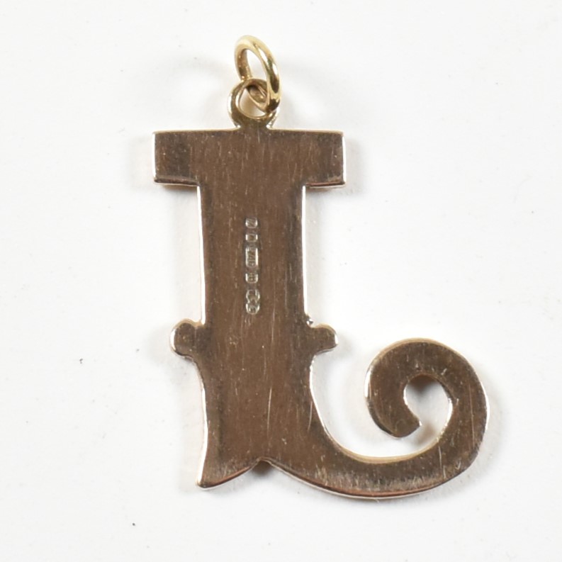 HALLMARKED 9CT GOLD & ENAMEL J INITIAL NECKLACE PENDANT - Image 3 of 4