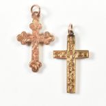 TWO 9CT GOLD CROSS NECKLACE PENDANTS