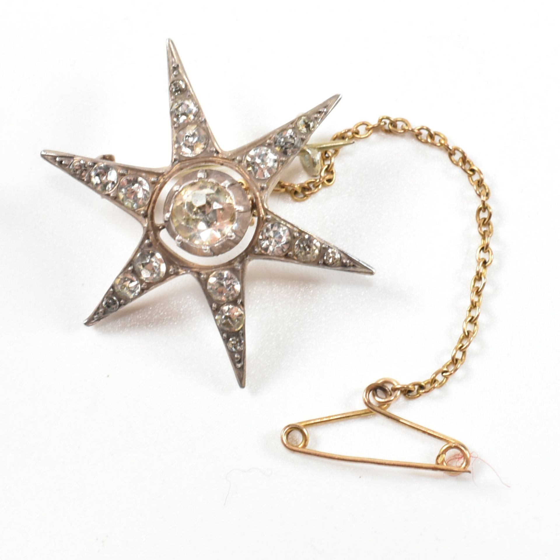 ANTIQUE SILVER & PASTE STAR BROOCH PIN - Image 3 of 7