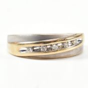 HALLMARKED 9CT GOLD & DIAMOND TWO TONE BAND RING