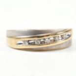 HALLMARKED 9CT GOLD & DIAMOND TWO TONE BAND RING