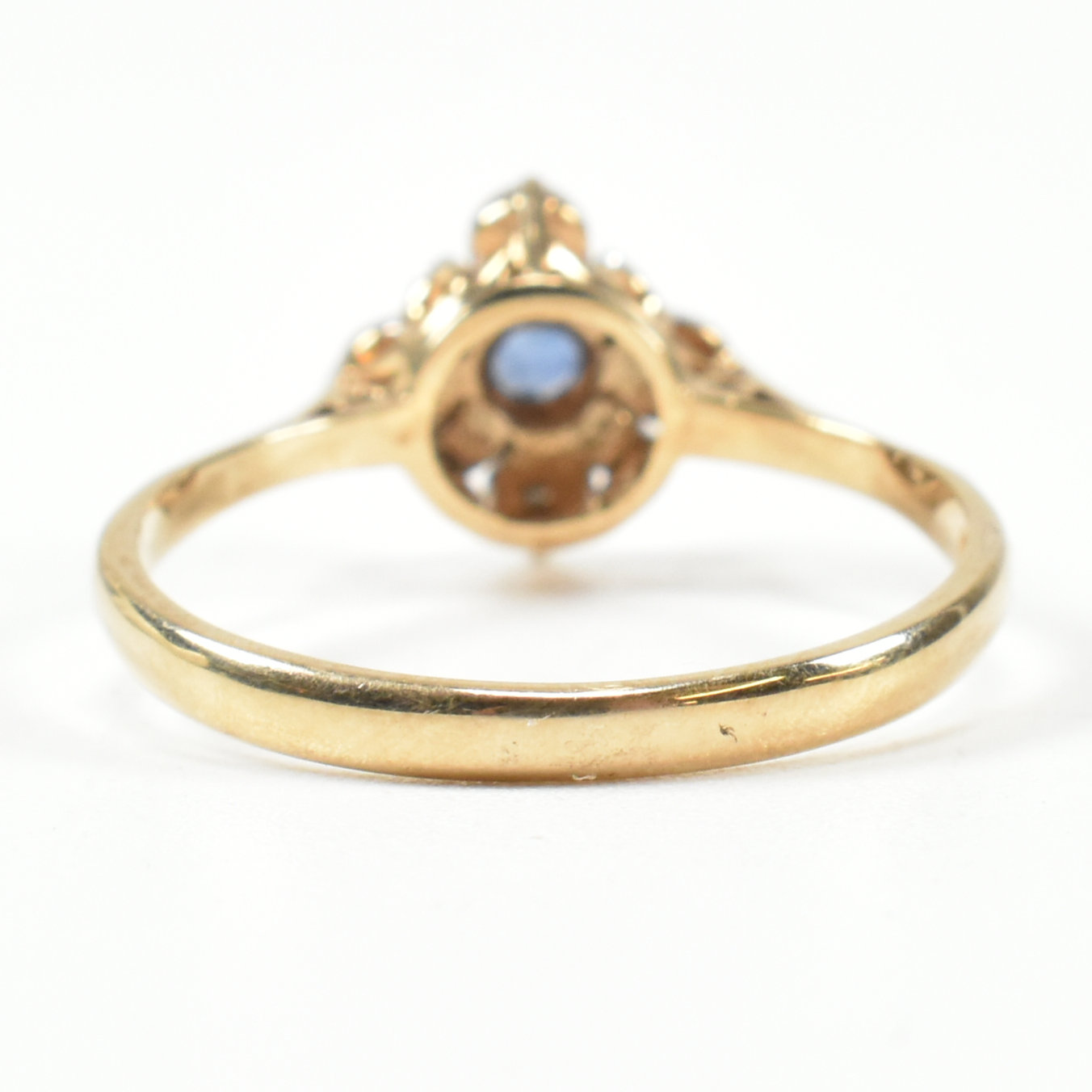 HALLMARKED 9CT GOLD SAPPHIRE & DIAMOND CLUSTER RING - Image 3 of 9