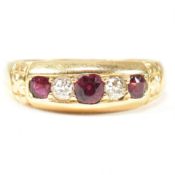 VICTORIAN 18CT GOLD RUBY & DIAMOND FIVE STONE RING
