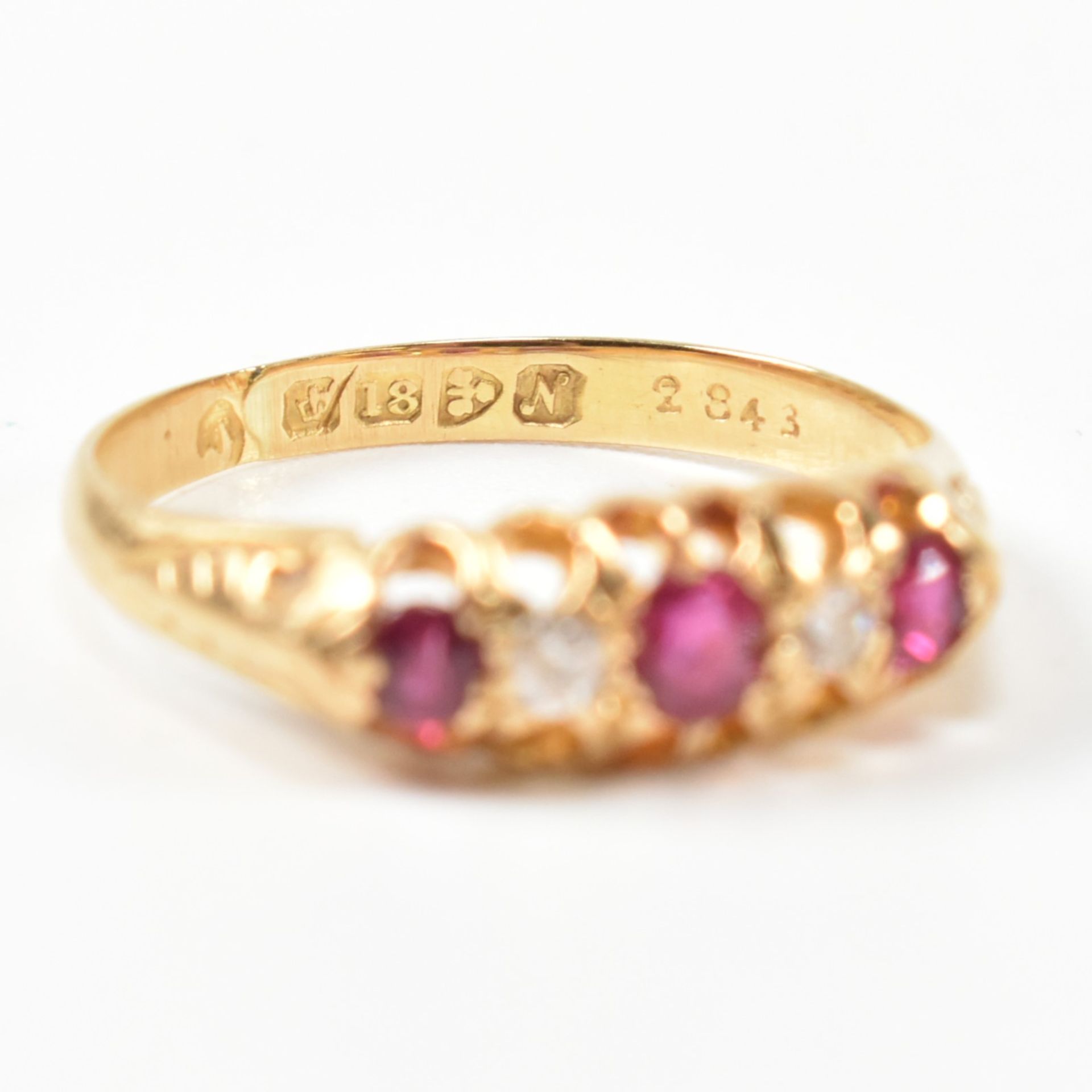 EARLY 20TH CENTURY HALLMARKED 18CT GOLD RUBY & DIAMOND GYPSY RING - Image 8 of 10