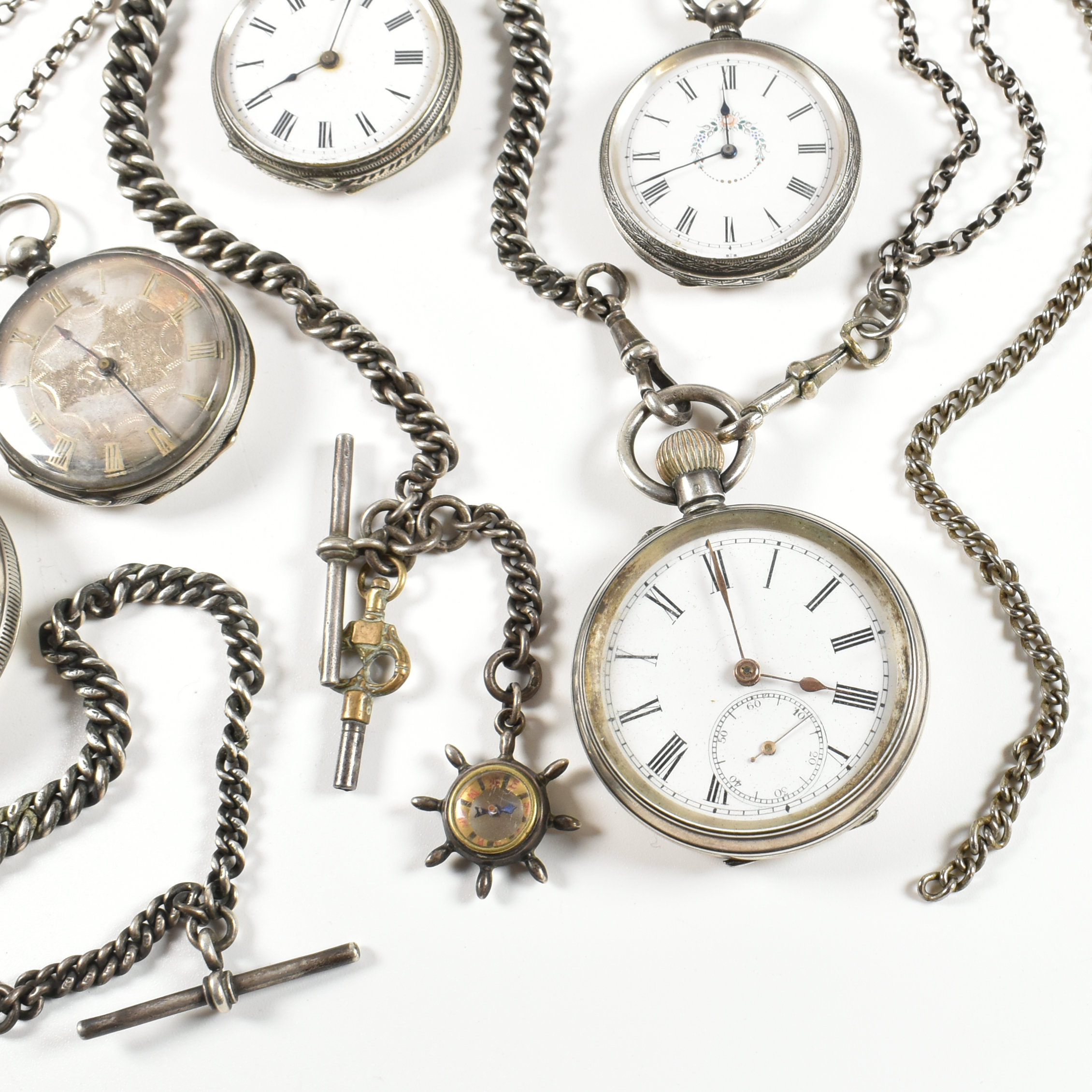 FIVE SILVER & WHITE METAL POCKET WATCHES - Image 5 of 6